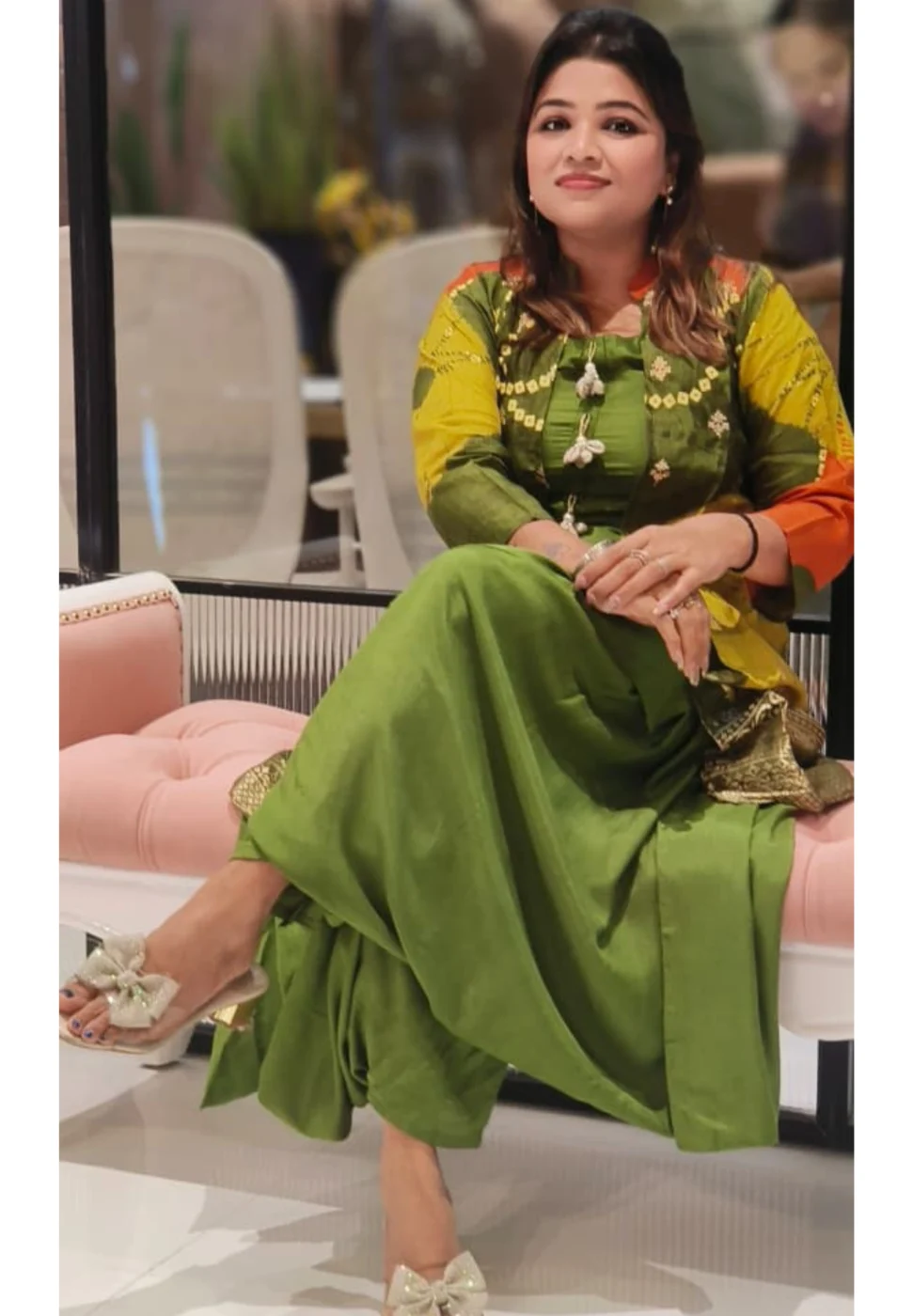Olive Dhoti Co-Ord Fusion alternate view