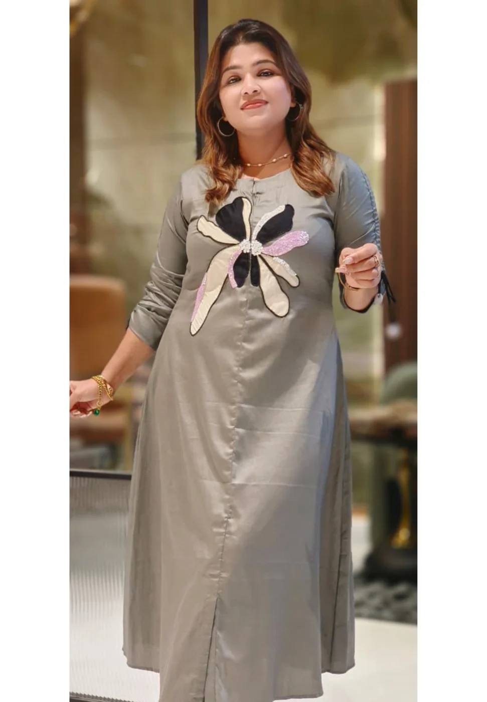 Grey Applique Lounge Dress