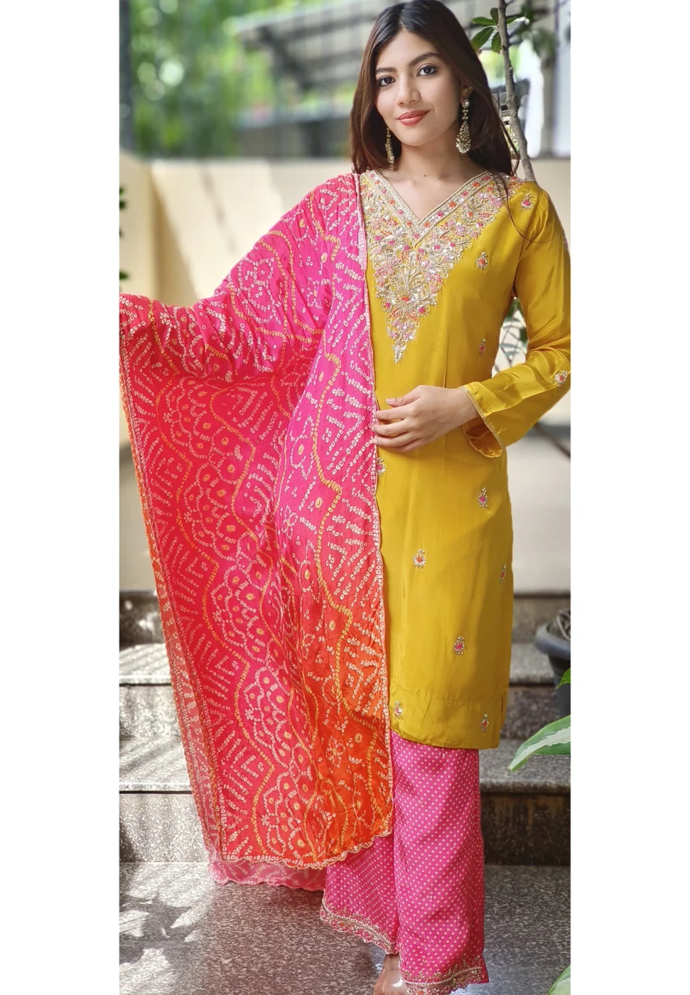 Sunshine Bandhej Kurta Set