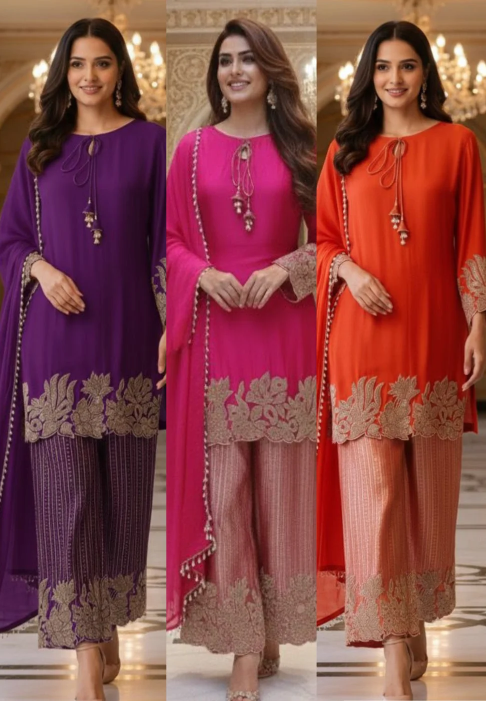 Trio Tone Festive Palazzo Set