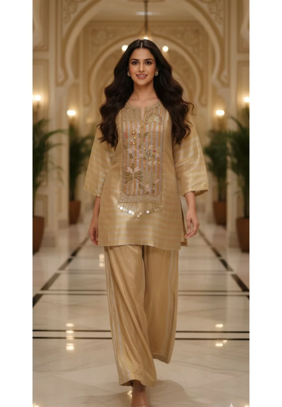 Champagne Classic Kurta Palazzo Set