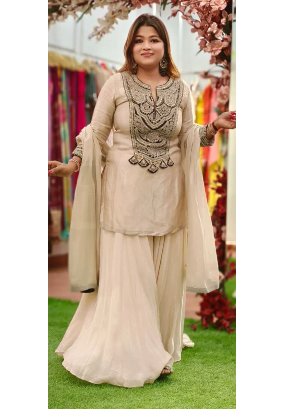 Beige Embroidered Plus Size Set alternate view