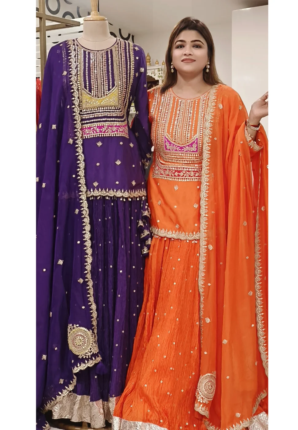Plum Orange Festive Sharara