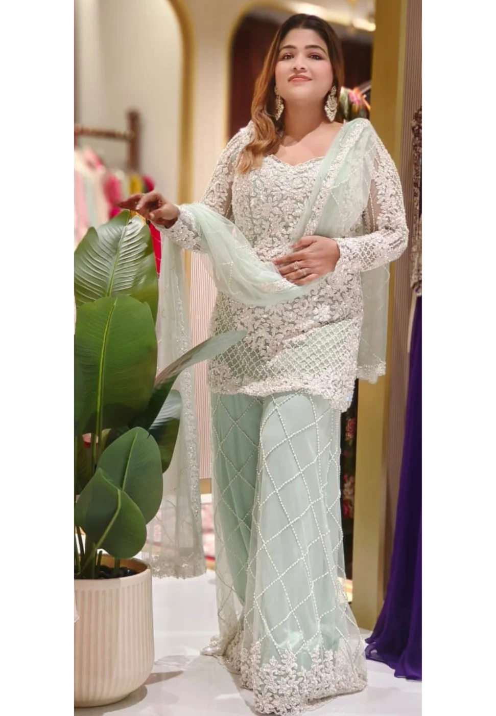 Mint Pearl Sharara Set alternate view
